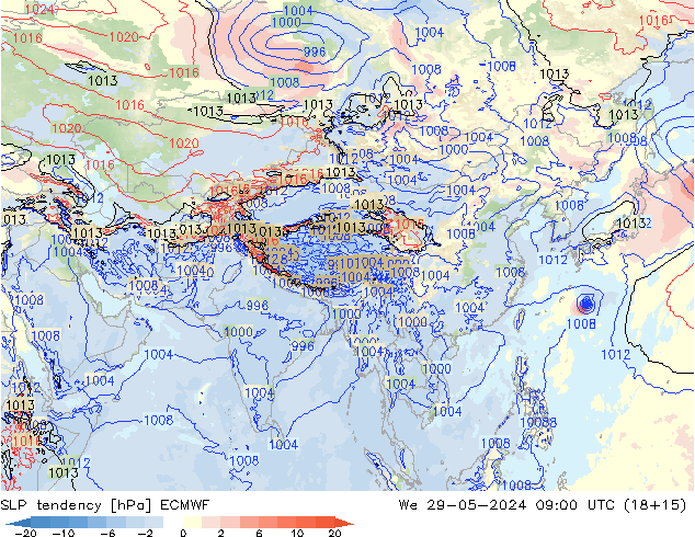 Y. Basıncı eğilimi ECMWF Çar 29.05.2024 09 UTC