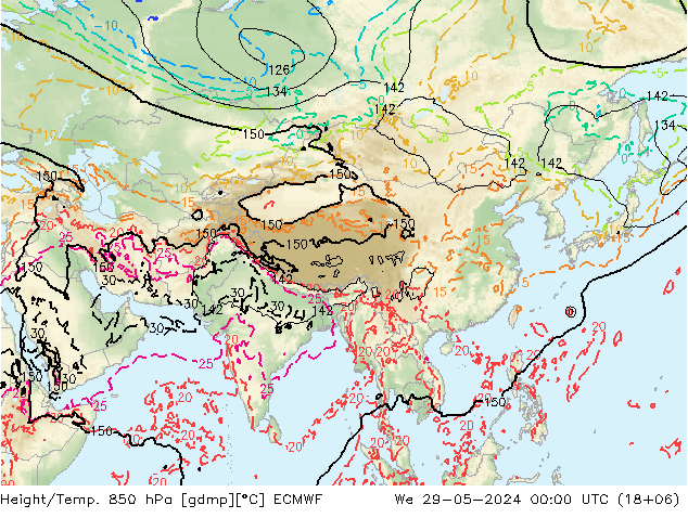 Z500/Rain (+SLP)/Z850 ECMWF Mi 29.05.2024 00 UTC