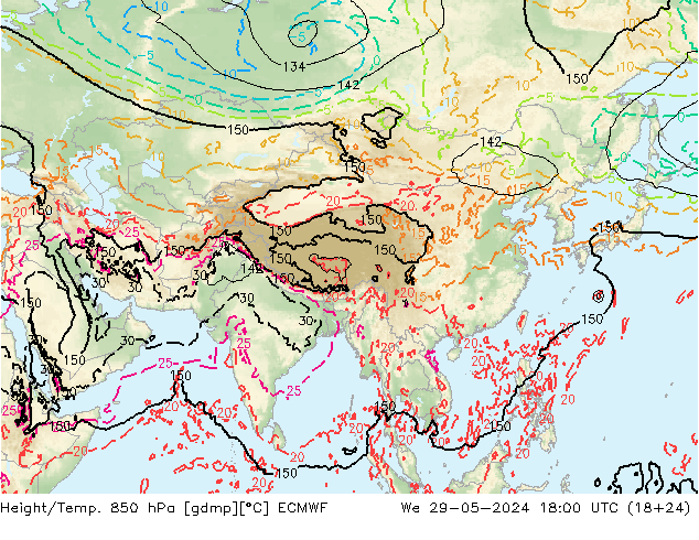 Z500/Rain (+SLP)/Z850 ECMWF ср 29.05.2024 18 UTC