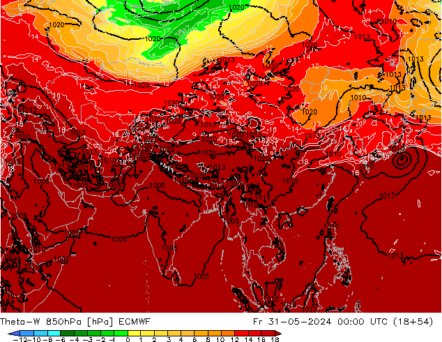 Theta-W 850hPa ECMWF pt. 31.05.2024 00 UTC