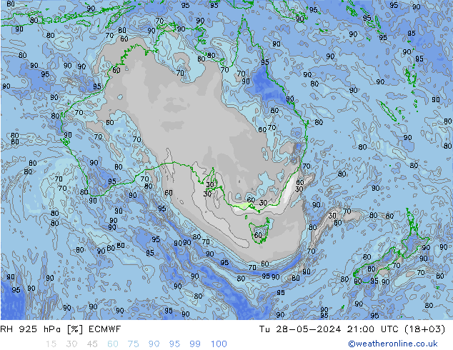 925 hPa Nispi Nem ECMWF Sa 28.05.2024 21 UTC