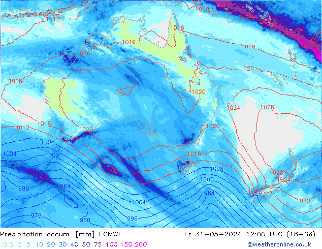 Precipitation accum. ECMWF пт 31.05.2024 12 UTC