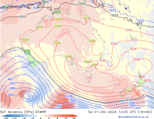 SLP tendency ECMWF Sa 01.06.2024 12 UTC