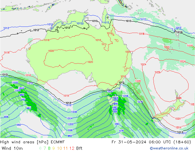 High wind areas ECMWF Fr 31.05.2024 06 UTC