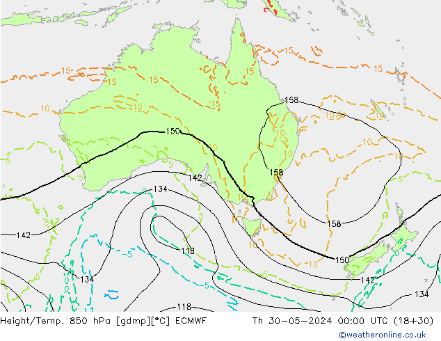 Z500/Rain (+SLP)/Z850 ECMWF Čt 30.05.2024 00 UTC