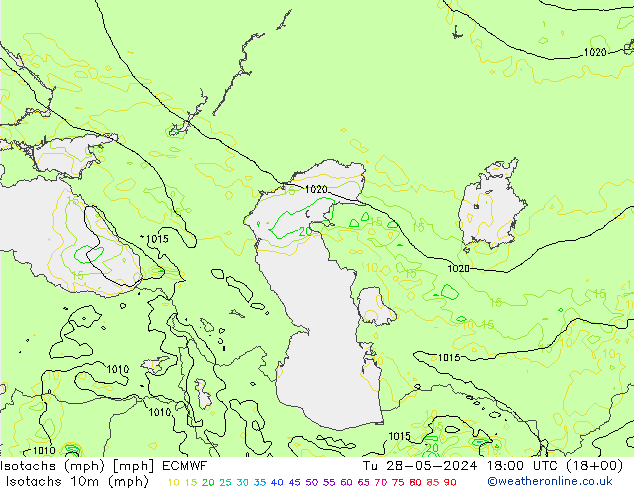 Isotachs (mph) ECMWF  28.05.2024 18 UTC