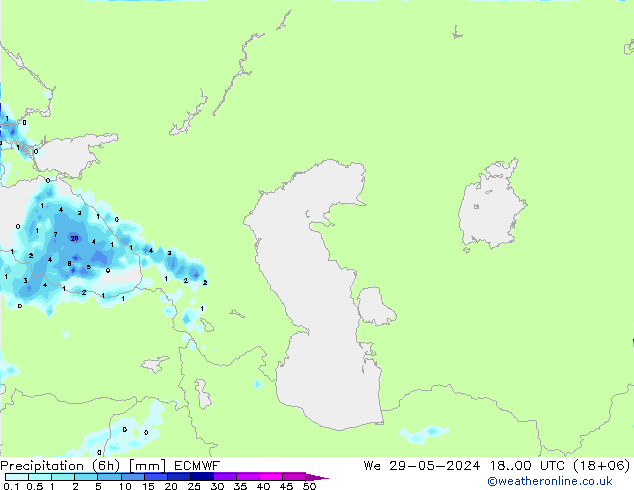 Z500/Yağmur (+YB)/Z850 ECMWF Çar 29.05.2024 00 UTC