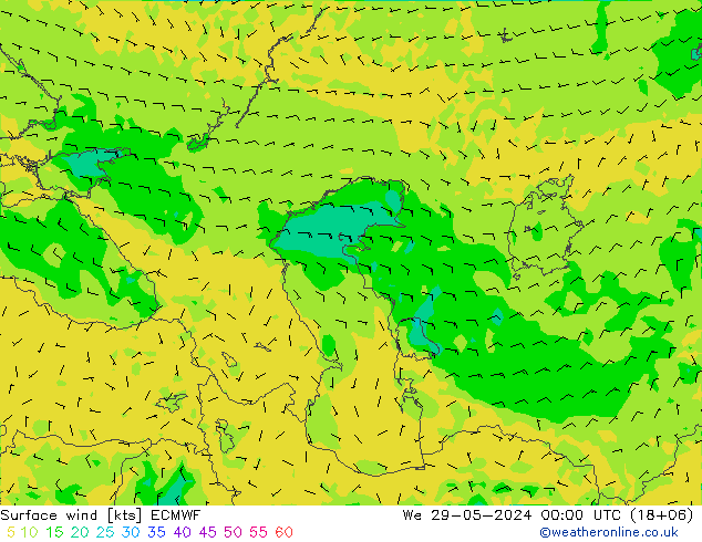 Vent 10 m ECMWF mer 29.05.2024 00 UTC