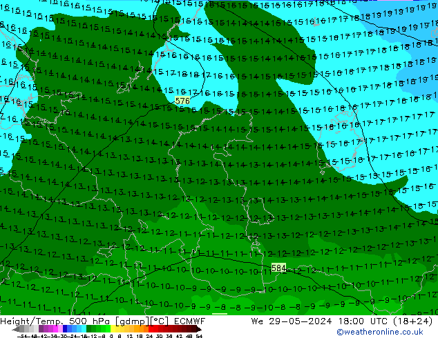 Z500/Rain (+SLP)/Z850 ECMWF  29.05.2024 18 UTC