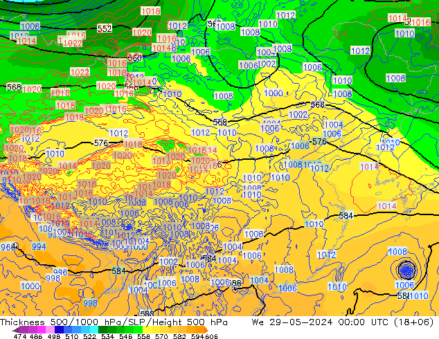 Thck 500-1000hPa ECMWF We 29.05.2024 00 UTC