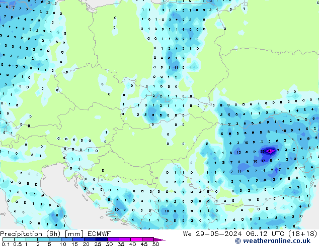 Yağış (6h) ECMWF Çar 29.05.2024 12 UTC