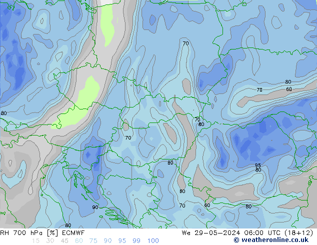 RH 700 гПа ECMWF ср 29.05.2024 06 UTC