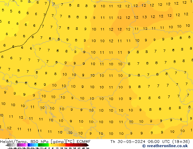 Z500/Rain (+SLP)/Z850 ECMWF Čt 30.05.2024 06 UTC