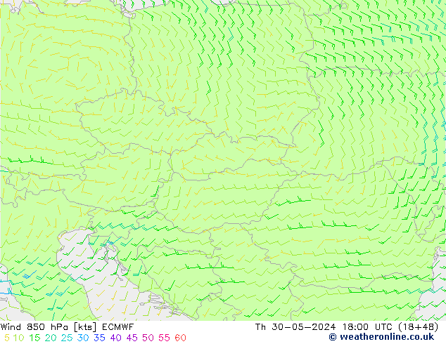 Rüzgar 850 hPa ECMWF Per 30.05.2024 18 UTC