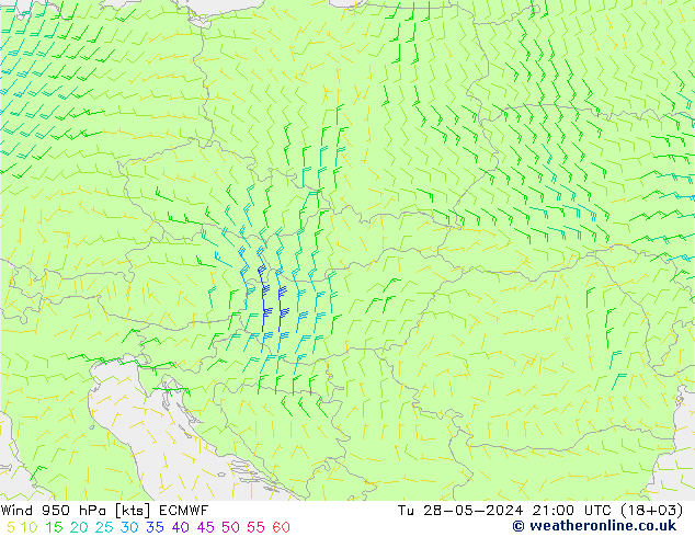 Rüzgar 950 hPa ECMWF Sa 28.05.2024 21 UTC