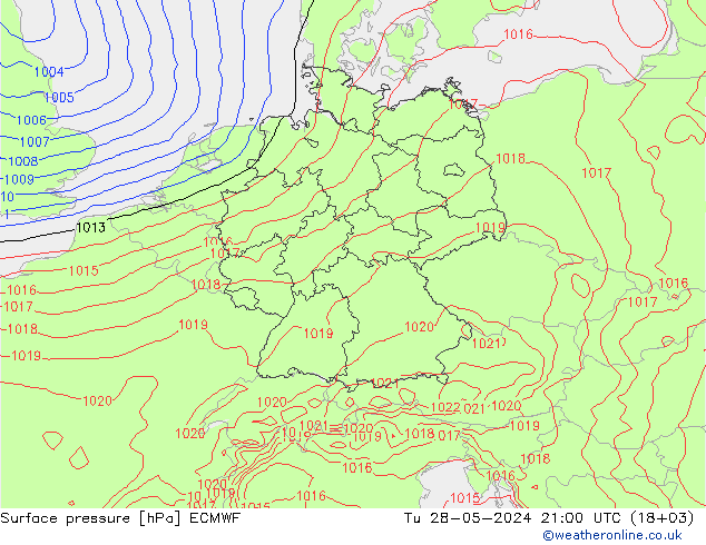 Surface pressure ECMWF Tu 28.05.2024 21 UTC