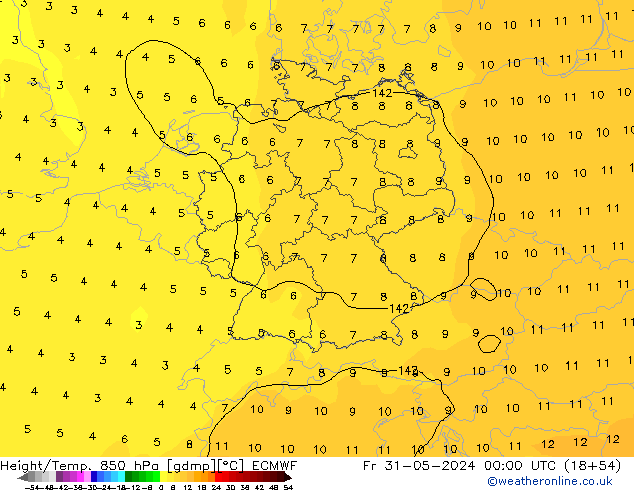 Z500/Rain (+SLP)/Z850 ECMWF  31.05.2024 00 UTC