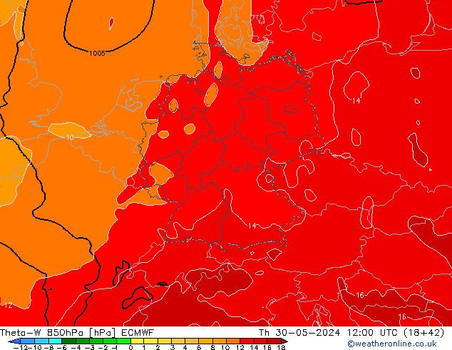 Theta-W 850hPa ECMWF Per 30.05.2024 12 UTC