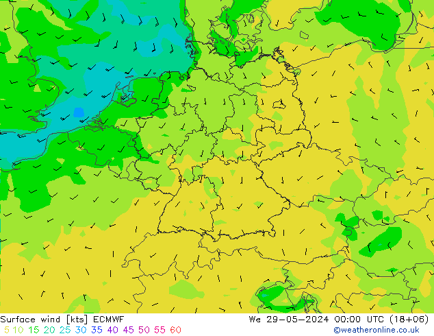 Surface wind ECMWF We 29.05.2024 00 UTC