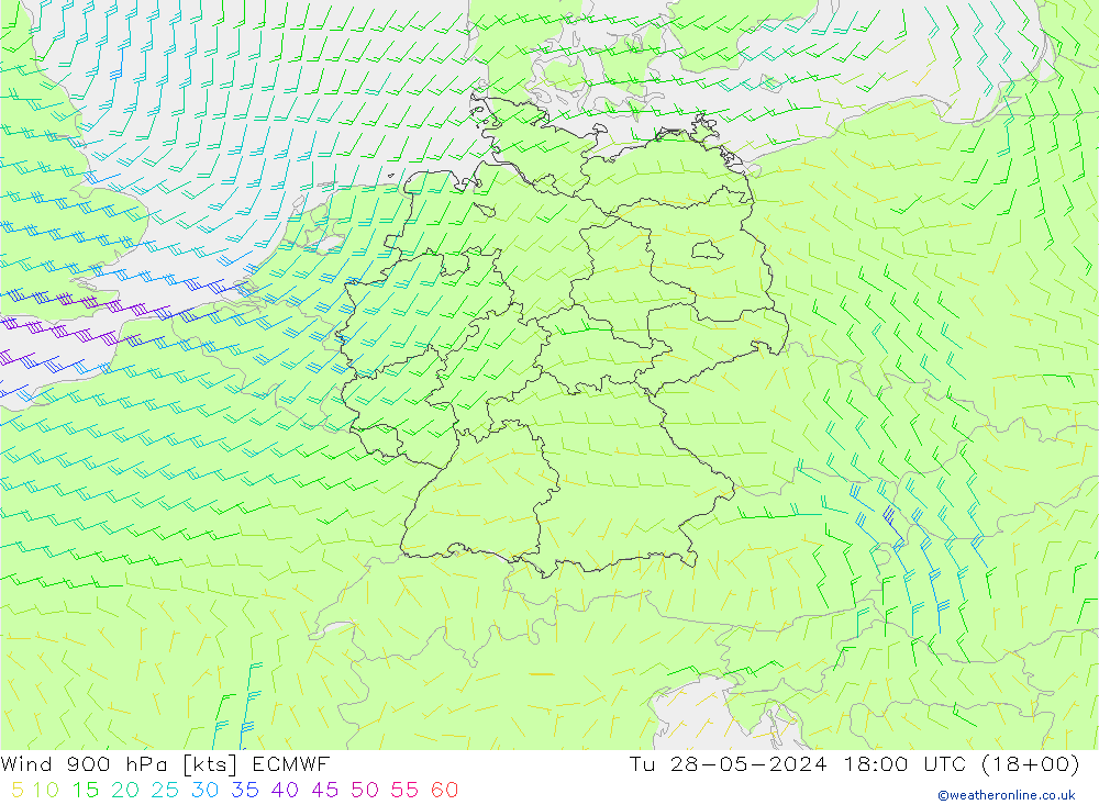 Wind 900 hPa ECMWF Tu 28.05.2024 18 UTC