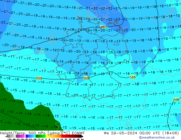 Z500/Rain (+SLP)/Z850 ECMWF We 29.05.2024 00 UTC