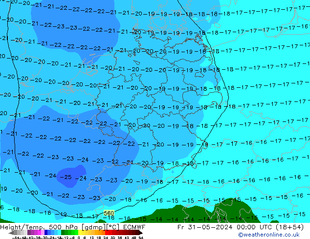 Z500/Rain (+SLP)/Z850 ECMWF  31.05.2024 00 UTC