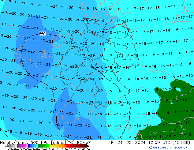 Z500/Yağmur (+YB)/Z850 ECMWF Cu 31.05.2024 12 UTC