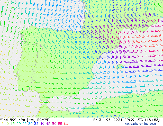 Wind 500 hPa ECMWF vr 31.05.2024 09 UTC