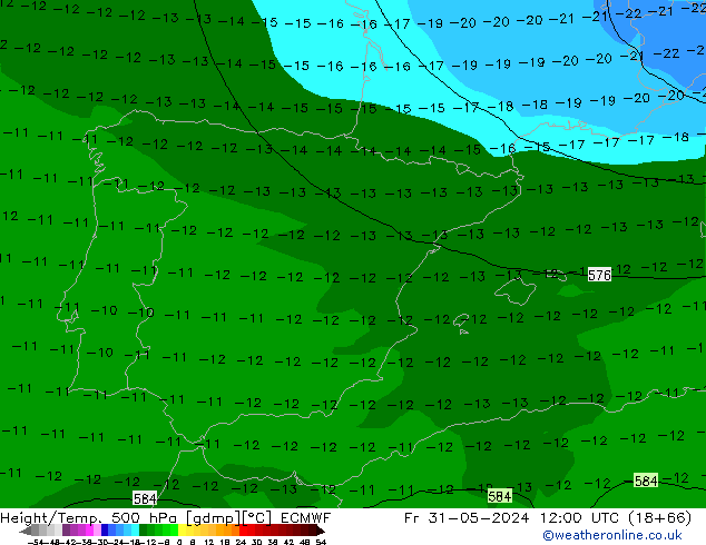 Z500/Rain (+SLP)/Z850 ECMWF Fr 31.05.2024 12 UTC