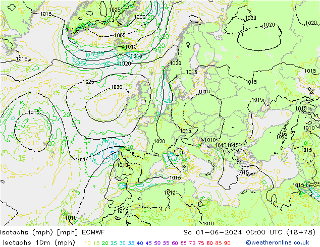 Isotachs (mph) ECMWF Sa 01.06.2024 00 UTC