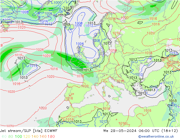 Polarjet/Bodendruck ECMWF Mi 29.05.2024 06 UTC