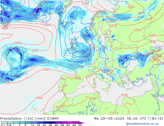 Precipitazione (12h) ECMWF mer 29.05.2024 06 UTC