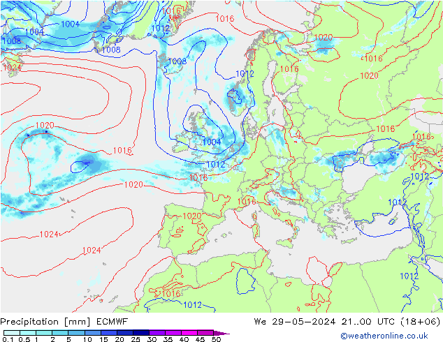 Niederschlag ECMWF Mi 29.05.2024 00 UTC