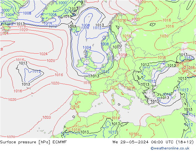 ciśnienie ECMWF śro. 29.05.2024 06 UTC