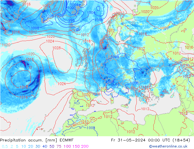 Toplam Yağış ECMWF Cu 31.05.2024 00 UTC