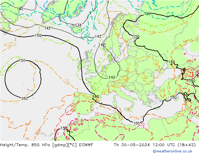 Géop./Temp. 850 hPa ECMWF jeu 30.05.2024 12 UTC