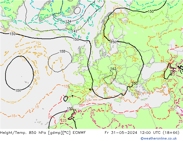 Z500/Rain (+SLP)/Z850 ECMWF Pá 31.05.2024 12 UTC