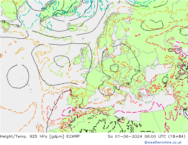 Height/Temp. 925 hPa ECMWF  01.06.2024 06 UTC