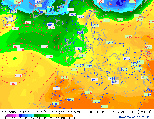 850-1000 hPa Kalınlığı ECMWF Per 30.05.2024 00 UTC