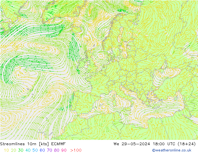 ветер 10m ECMWF ср 29.05.2024 18 UTC