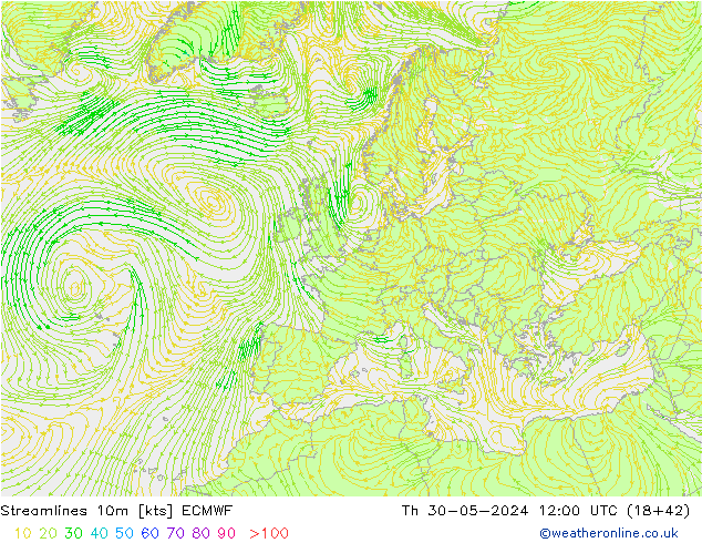Rüzgar 10m ECMWF Per 30.05.2024 12 UTC
