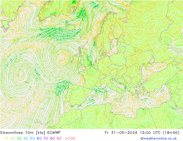 Stroomlijn 10m ECMWF vr 31.05.2024 12 UTC