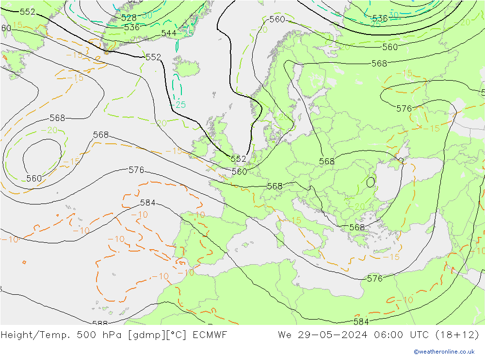 Z500/Rain (+SLP)/Z850 ECMWF Mi 29.05.2024 06 UTC