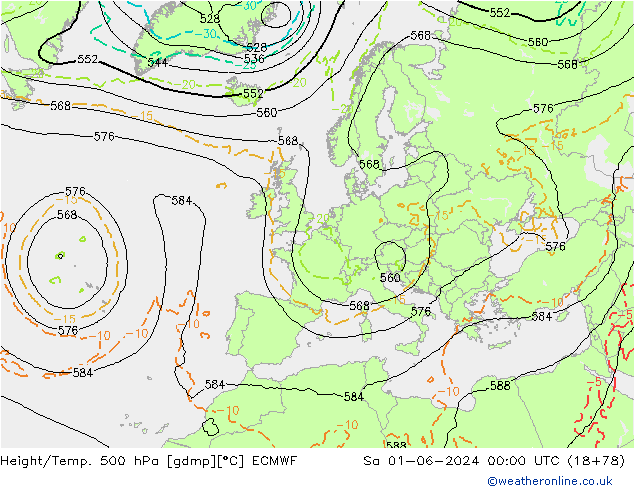 Z500/Rain (+SLP)/Z850 ECMWF Sáb 01.06.2024 00 UTC
