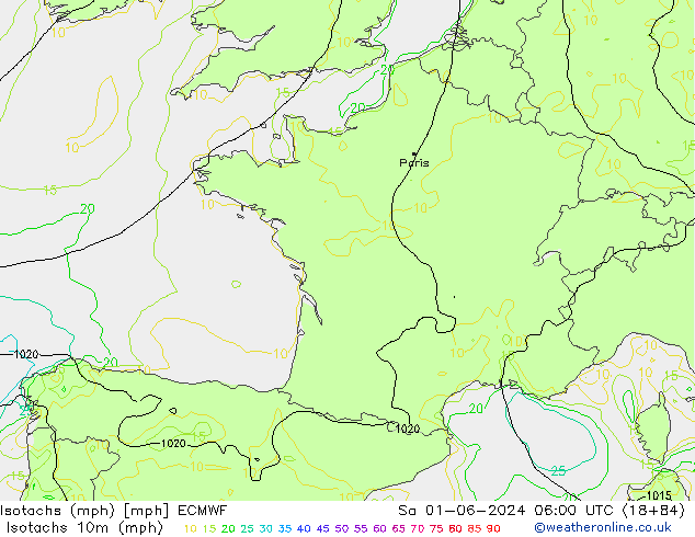 Isotachs (mph) ECMWF So 01.06.2024 06 UTC
