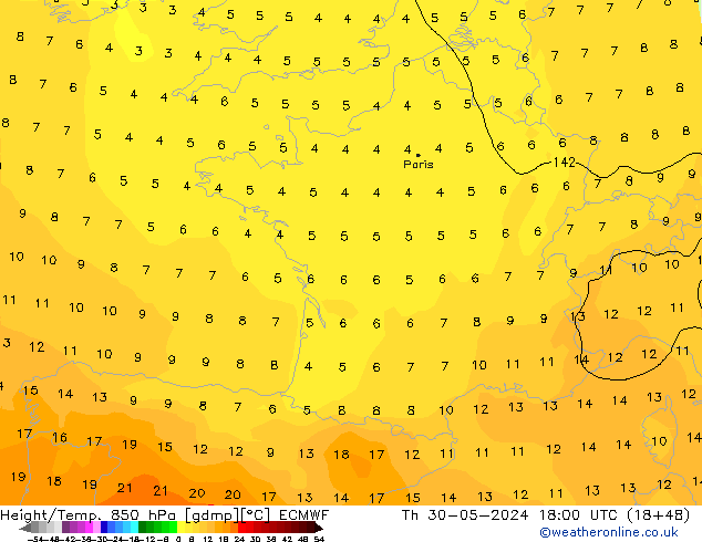 Z500/Rain (+SLP)/Z850 ECMWF Do 30.05.2024 18 UTC