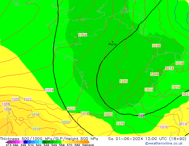 Thck 500-1000гПа ECMWF сб 01.06.2024 12 UTC