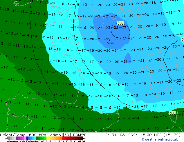 Z500/Rain (+SLP)/Z850 ECMWF пт 31.05.2024 18 UTC