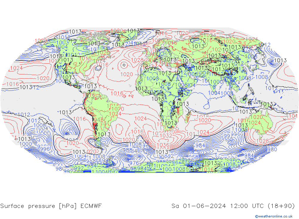 Bodendruck ECMWF Sa 01.06.2024 12 UTC