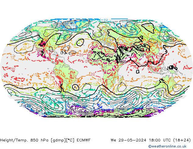 Z500/Rain (+SLP)/Z850 ECMWF mié 29.05.2024 18 UTC